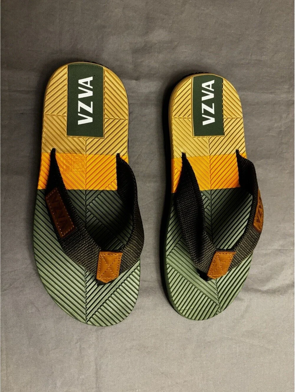 VZVA Men's Colorblock Thong Flip Flop Sandals Nylon Upper US 7 EU 40